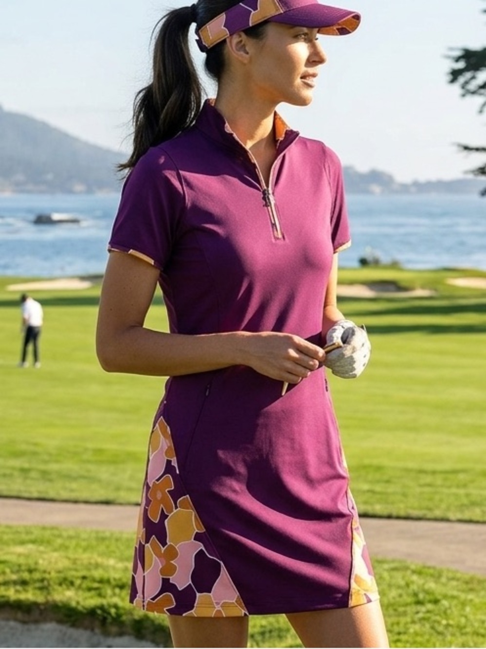 NWT Pebble Beach Performance Golf Dress Mod Floral Short Sleeve Size Small